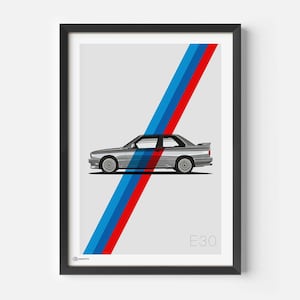 Poster auto M3 E30 strisce - CARTISTRY®