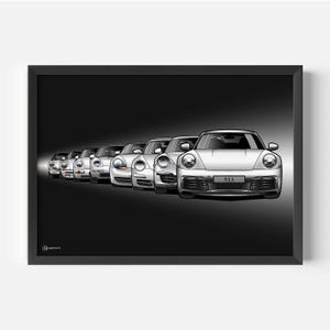 Auto Poster 911 Generationen - Dunkel - CARTISTRY®