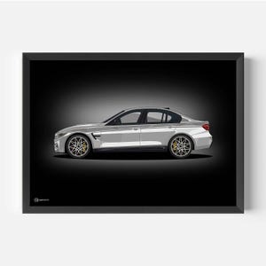 Poster per auto M3 F80 Artwork - Scuro - CARTISTRY®