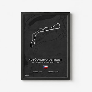 Póster Pista de carreras Autodrom Most - Oscuro - CARTISTRY®