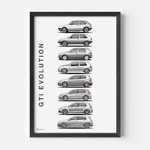 Poster auto Golf GTI Generations - Leggero - CARTISTRY®