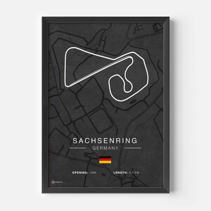 Rennstrecken Poster Sachsenring - Dunkel - CARTISTRY®