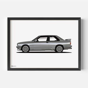 Poster per auto M3 E30 Artwork - Luce - CARTISTRY®