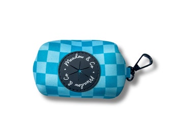 Blue Checkerboard Dog Poo Bag Dispenser Holder
