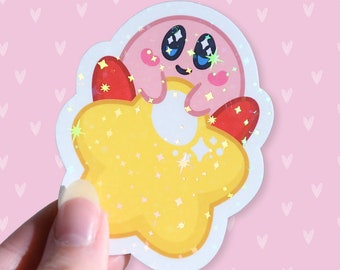 Kirby Holographic Sticker | Kirby and The Forgotten Land | Nintendo | Cute | Kawaii | Decorative | Holo | Scrapbooking | Gift