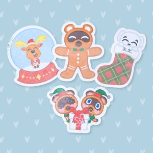 Animal Crossing Weihnachtsaufkleber Set | Weihnachten | AKNH | Klingel | Tom Nook | K.K. | Timmy und Tommy | Holographisch | Niedlich | Kawaii | Geschenk