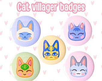 Cat Villager Buttons | Tangy | Lolly | Mitzi | Rosie | Ankha | Animal Crossing | ACNH | Cute | Kawaii | Pins | Accessories
