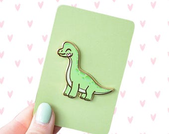 Brachiosaurus Hard Enamel Pin Jurassic Cuties Kawaii Dinosaur Lapel Pin