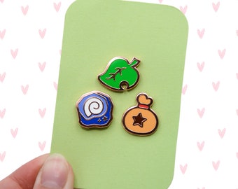 AC Enamel Pin Set | Bell Bag, Fossil, Leaf