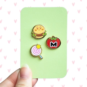 Mini épingles de remplissage Kirby | Épinglette | Épingle en émail dur | Kirburger | Tomate Maxim | Bonbons invincibles | Nintendo | Mignon | Kawaii | Cadeau