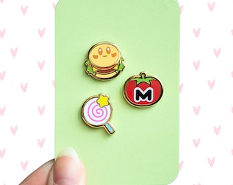 Kirby Mini Filler Pins | Lapel Pin | Hard Enamel Pin | Kirburger | Maxim Tomato | Invincible Candy | Nintendo | Cute | Kawaii | Gift