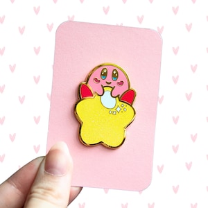 Kirby Glitter Enamel Pin | Lapel Pin | Hard Enamel Pin | Kirby and The Forgotten Land | Nintendo | Cute | Kawaii | Gift