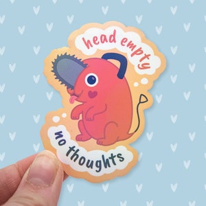 Holografische sticker Pochita | Schattig | Kawaii | Chibi | Cadeau | CSM | Chainsaw Man | Briefpapier | Anime | Hoofd leeg, geen gedachten