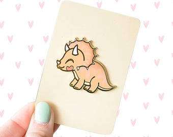 Triceratops Hard Enamel Pin Jurassic Cuties Kawaii Dinosaur Lapel Pin