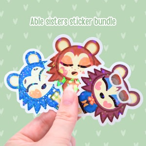 Abable Sisters Sticker Bundle | Animal Crossing | AKNH | Neue Horizonte | Ahorn | Zobel | Label | Dekorativ | Niedlich | Kawaii | Geschenk