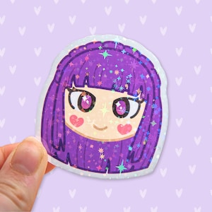 Sticker holographique fougère | Mignon | Kawaii | Chibi | Cadeau | Animés | Fribourg | Au-delà de la fin du voyage | Papeterie | Mage | Elfe | Fantaisie