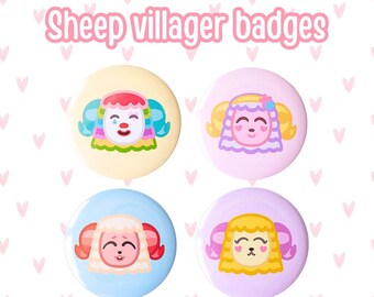Sheep Villager Buttons | Pietro | Dom | Etoile | Willow | Animal Crossing | ACNH | Cute | Kawaii | Pins | Accessories