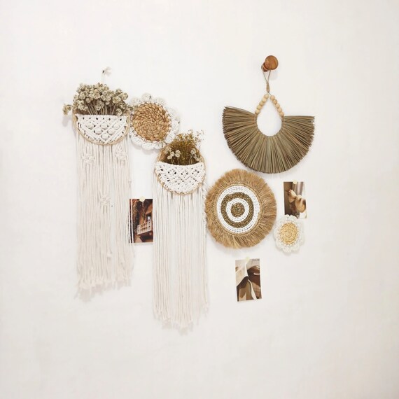 Set 7 Boho Wall Decorboho Wall Hanging Rustic Wall Decor Etsy