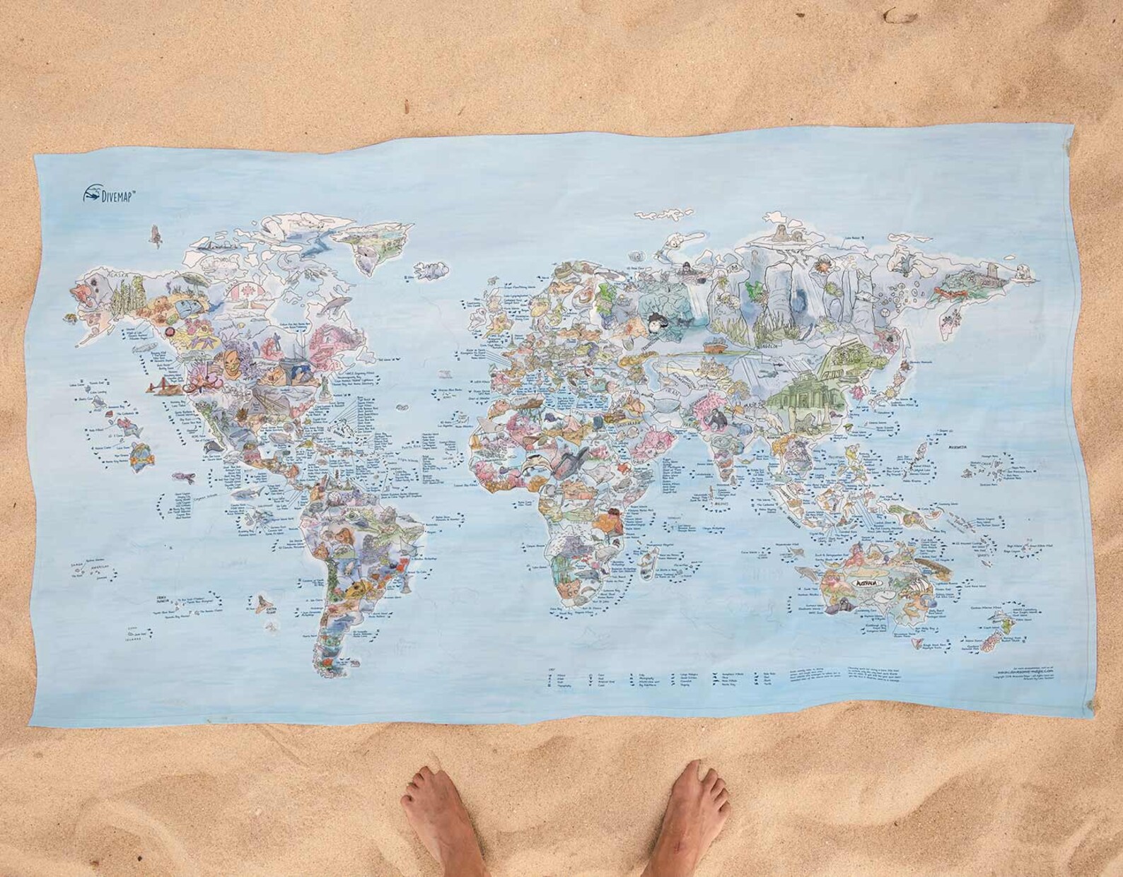 Dive Map Towel Awesome Map World Map Beach Towel for Scuba Etsy Australia