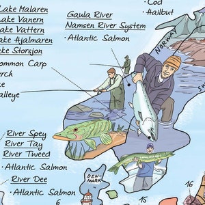 Carte de pêche - Impression de carte du monde Awesome Maps pour pêcheurs - Le cadeau parfait - expédié dans le monde entier depuis les États-Unis et l'Allemagne image 5