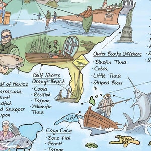 Carte de pêche - Impression de carte du monde Awesome Maps pour pêcheurs - Le cadeau parfait - expédié dans le monde entier depuis les États-Unis et l'Allemagne image 2