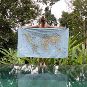 Surftrip Map Towel Awesome Maps World Map Beach Towel for Surfers eco friendly, world map, gift ships worldwide from US and Germany image 9