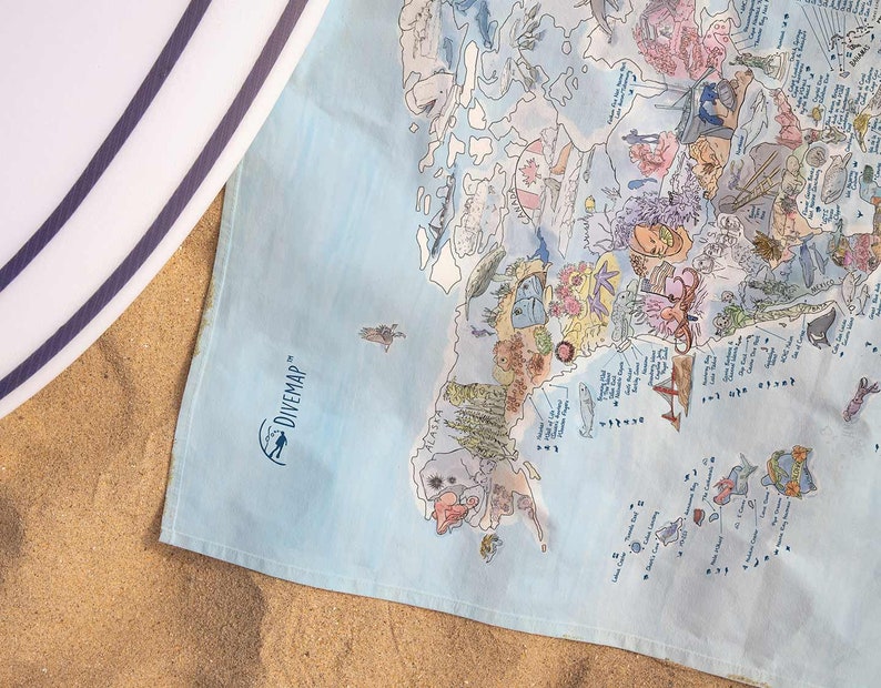 Dive Map Towel Awesome Map World Map Beach Towel for Scuba Etsy Canada