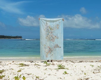 Dive Map Towel - Super Karte Weltkarte Strandtuch zum Tauchen/Taucher - Das Perfekte Geschenk - Versand weltweit schnell aus den USA und Deutschland