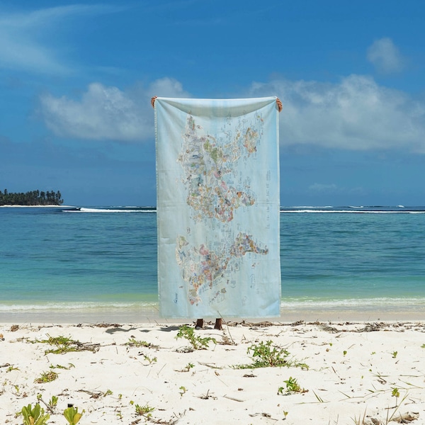 Serviette pour carte de plongée - Impressionnante serviette de plage mappemonde pour la plongée sous-marine/les plongeurs - Le cadeau parfait - expédié dans le monde entier rapidement depuis les États-Unis et l'Allemagne