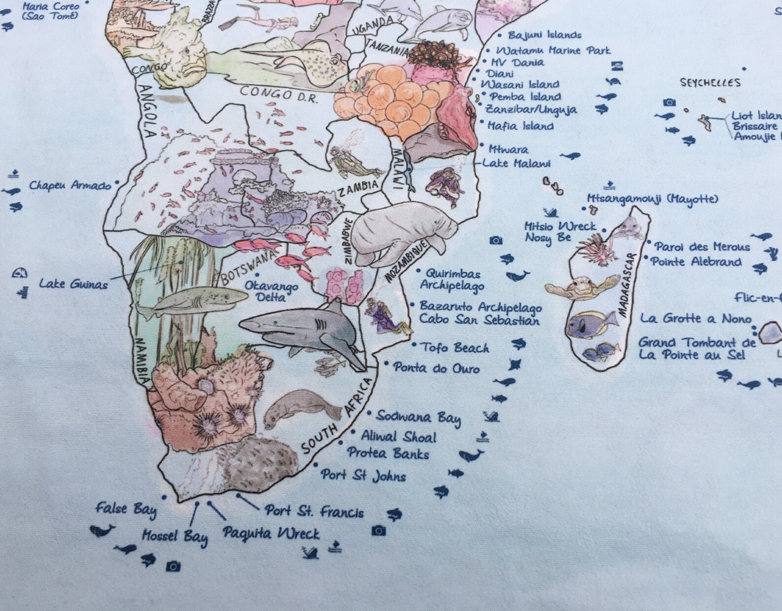 Dive Map Towel Awesome Map World Map Beach Towel for Scuba Etsy Canada