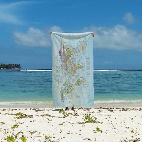 Kitesurf Map Towel - Awesome Map World Map Beach Towel for Kitesurfers - The Perfect Gift - ships quickly worldwide from US and Germany