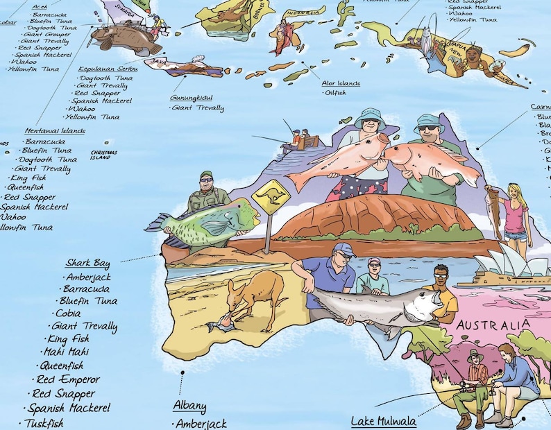Carte de pêche - Impression de carte du monde Awesome Maps pour pêcheurs - Le cadeau parfait - expédié dans le monde entier depuis les États-Unis et l'Allemagne image 4
