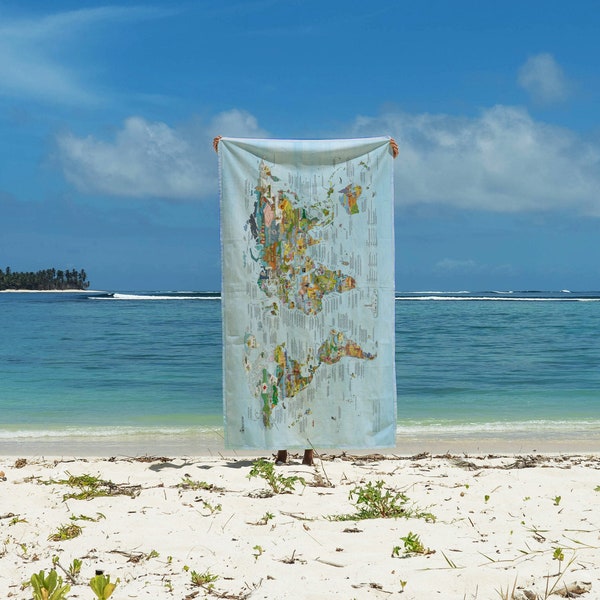 Bucketlist Map Towel - Awesome Maps Adventure World Map Beach Towel - ships worldwide from US and Germany