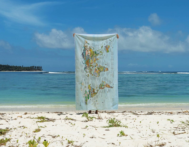 Bucketlist Map Towel Awesome Maps Adventure World Map Beach Towel ships worldwide from US and Germany image 1