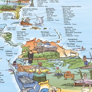 Carte de pêche - Impression de carte du monde Awesome Maps pour pêcheurs - Le cadeau parfait - expédié dans le monde entier depuis les États-Unis et l'Allemagne image 3