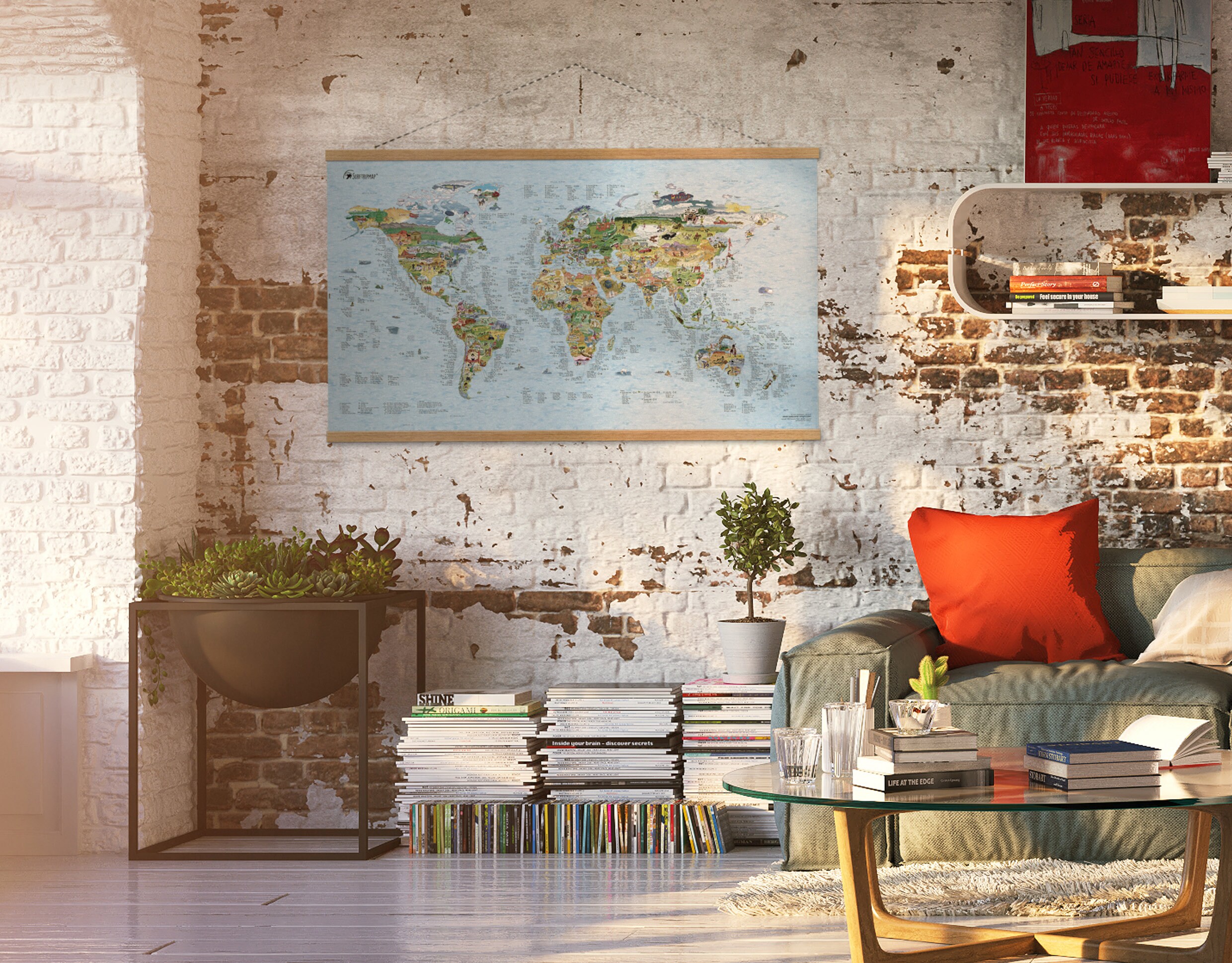 Surftrip Map - Awesome Maps World Map Print for Surfers