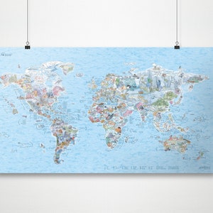 Dive Map - World Map Poster for Divers - Awesome Map Scuba Diving Gift/Art - ships worldwide quickly from US and Germany