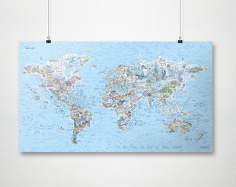 Dive Map - World Map Poster for Divers - Awesome Map Scuba Diving Gift/Art - ships worldwide quickly from US and Germany