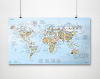 Hiking Map - Awesome Maps World Map Print for Hikers - The Perfect Gift - ships worldwide from US and Germany