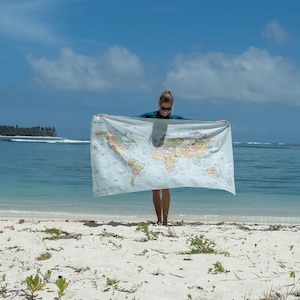 Surftrip Map Towel Awesome Maps World Map Beach Towel for Surfers eco friendly, world map, gift ships worldwide from US and Germany image 6