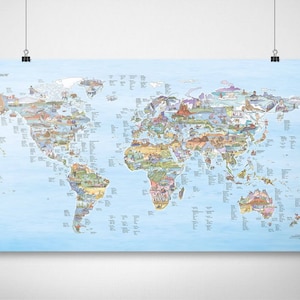 Fischen Karte - Super Maps Weltkarte Druck für Fischer - Das Perfekte Geschenk - Schiffe weltweit aus den USA und Deutschland