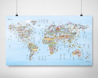 Fishing Map - Awesome Maps World Map Print for Fishermen - The Perfect Gift - ships worldwide from US and Germany