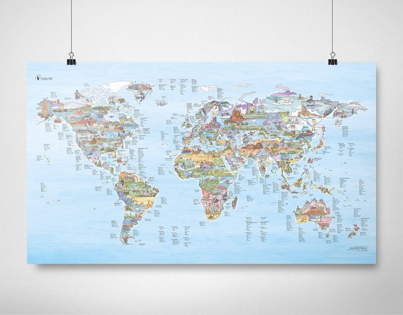Carte de pêche - Impression de carte du monde Awesome Maps pour pêcheurs - Le cadeau parfait - expédié dans le monde entier depuis les États-Unis et l'Allemagne image 1