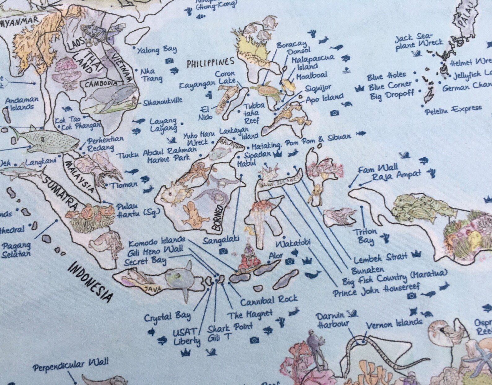 Dive Map Towel Awesome Map World Map Beach Towel for Scuba Etsy Canada