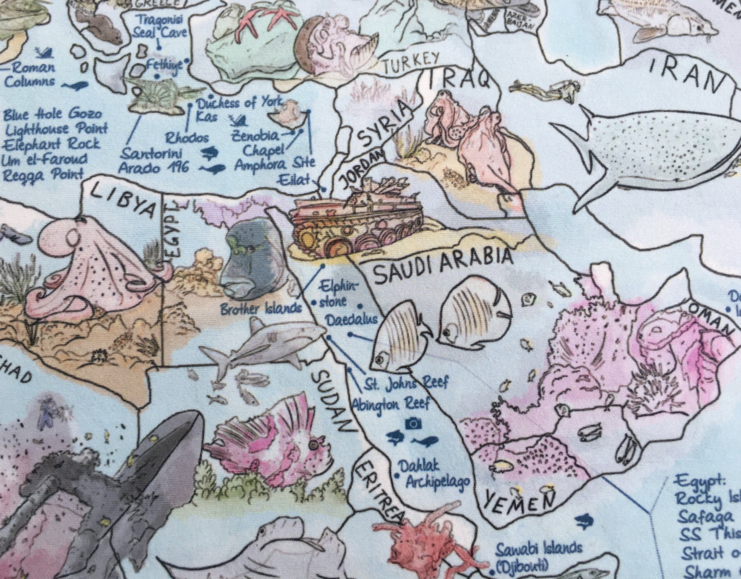 Dive Map Towel Awesome Map World Map Beach Towel for Scuba Etsy Canada