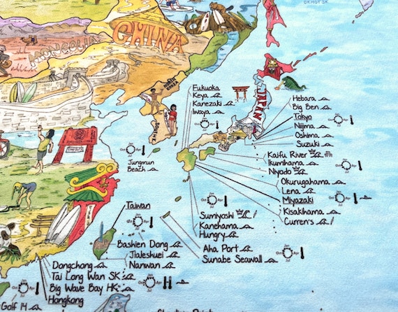 【待望★】 Towel Map Surftrip - for Towel Beach Map World Maps Awesome サーフィン・ボディボード