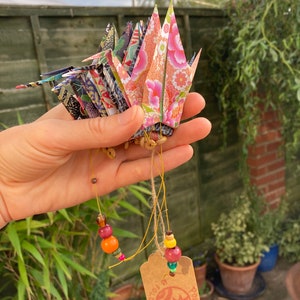 Ghirlanda di gru origami / Mobile sospeso origami / Bellissima carta washi giapponese / Semplice, boho wedding, decorazione per la casa o la camera dei bambini