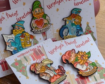 Conjunto de 5 Pins de Esmalte dos Anões de Wroclaw | Lembrança Polonesa | Krasnale wroclawskie