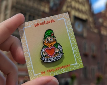 Enamel Pin Wroclaw Dwarf WrocLovek | przypinka wroclawski krasnal Wroclovek