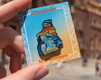 Enamel Pin Wroclaw Dwarf Motorcycle Biker| przypinka wroclawski krasnal Motocyklista
